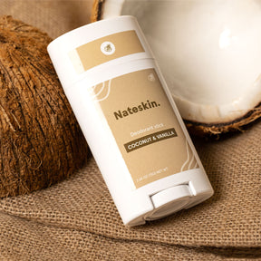 close up look on nateskin natural deodorant coconut and vanilla variant